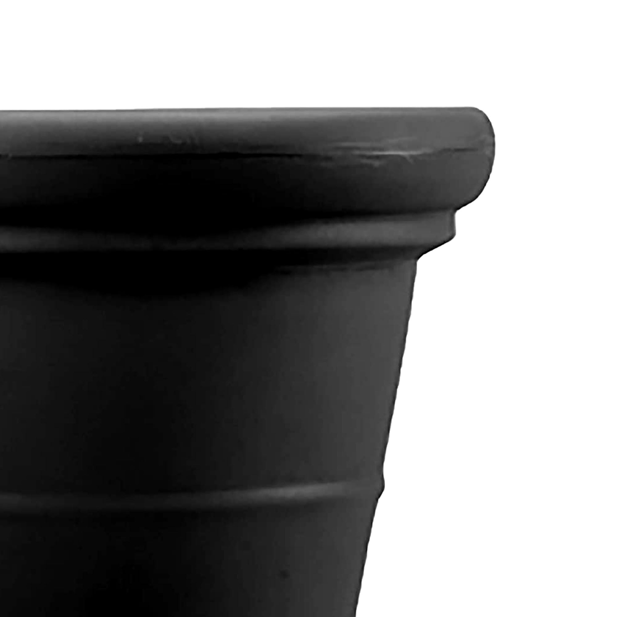 HC Companies 17 Inch Terrazzo Round Planter - Indoor & Outdoor Heavy Rim Flower Pot for Plants, Succulents, Vegetables - Perfect for Patio, Garden, Balcony Decor (3 Pack, Black)