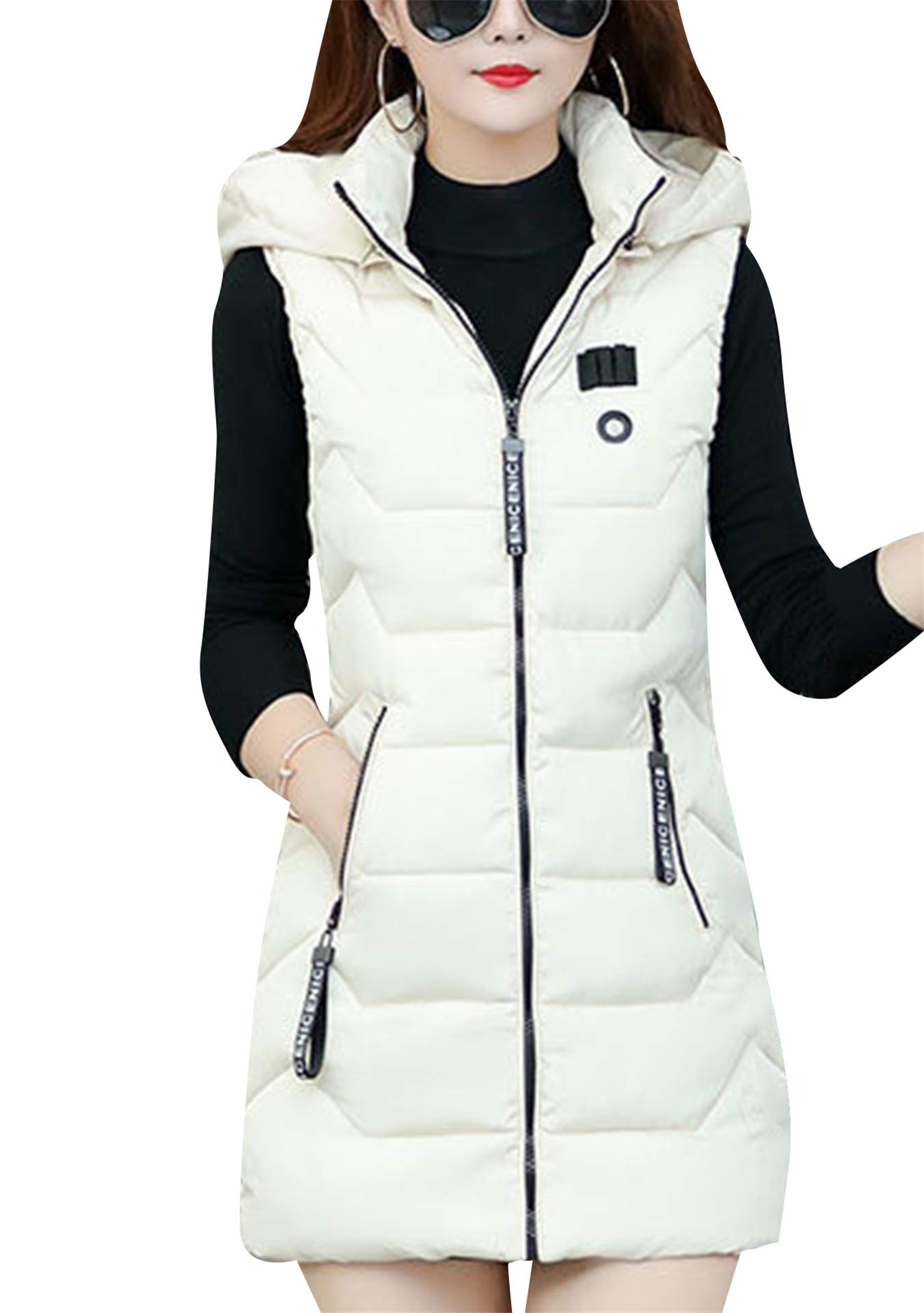 EFOFEI Women's Sleeveless Long Down Vest - Winter Slim Fit Puffer Jacket for Warmth | Perfect for Outdoor Activities, Travel & Cold Weather Fashion