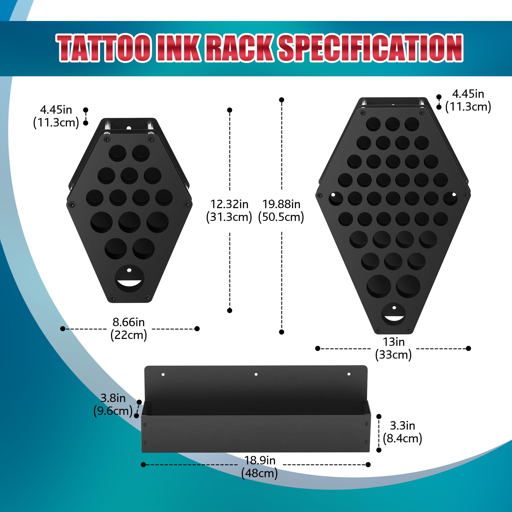Poarmeey 71-Hole Tattoo Ink Bottle Holder - Professional Organizer Stand for 1oz, 41oz & 81oz Pigment Bottles (Display Rack Only) | Perfect for Tattoo Studios, Art Workshops & Ink Storage