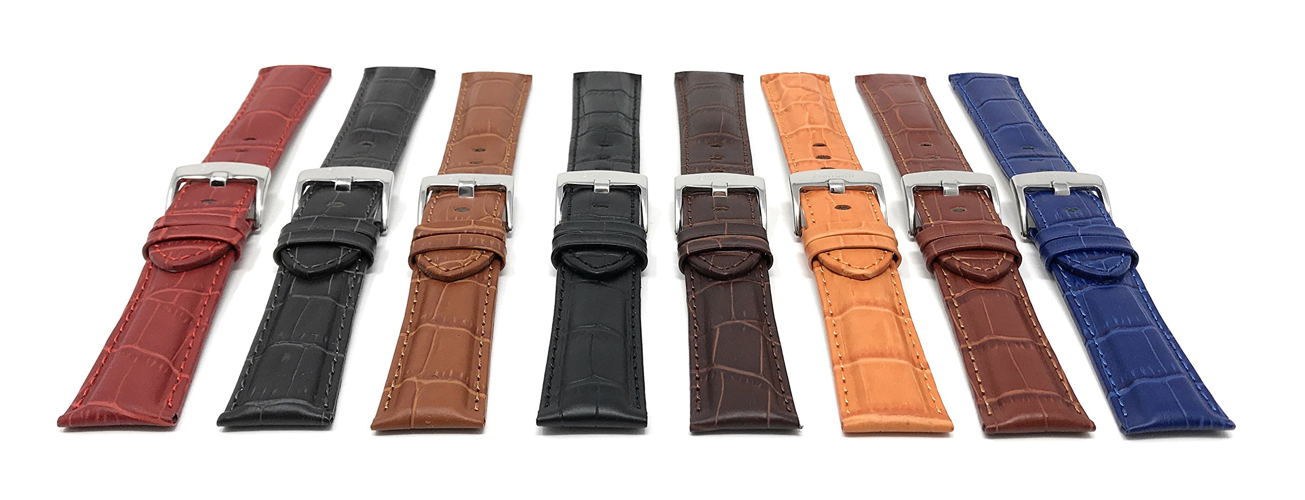 18mm Alligator Leather Watch Band for Men - Classic & Smart Watch Strap Replacement - Black for Daily Wear & Office