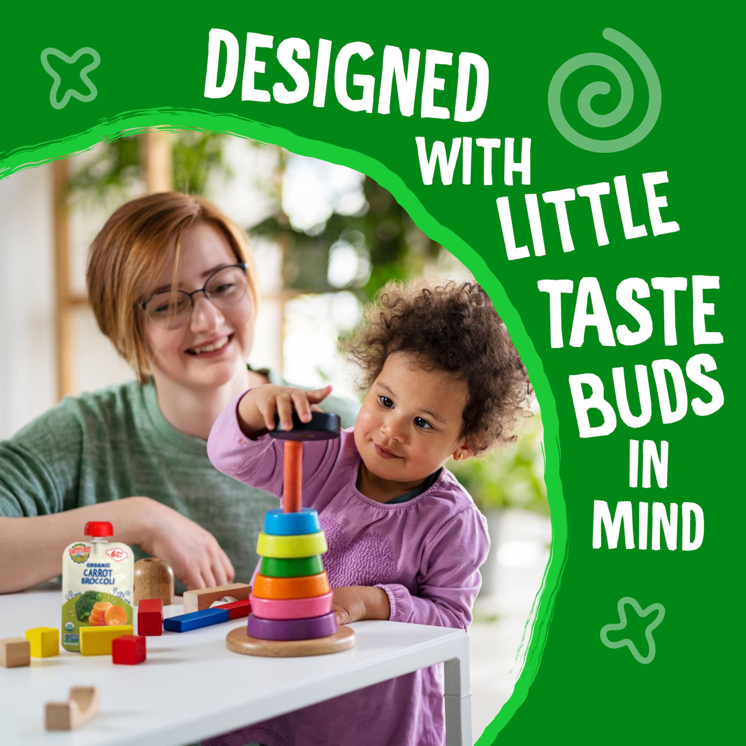Earth's Best Organic Baby Food Pouches - Carrot & Broccoli Puree for Infants 6+ Months | USDA Certified, BPA-Free, Resealable 3.5oz Pouch (Pack of 12) | Ideal for On-the-Go Feeding, Daycare & Travel Snacks