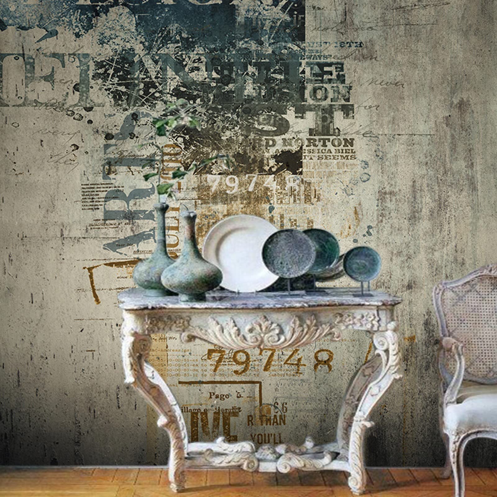 Vintage Graffiti Wall Mural Wallpaper - Large Distressed Brick Wall Photo Backdrop (137.8