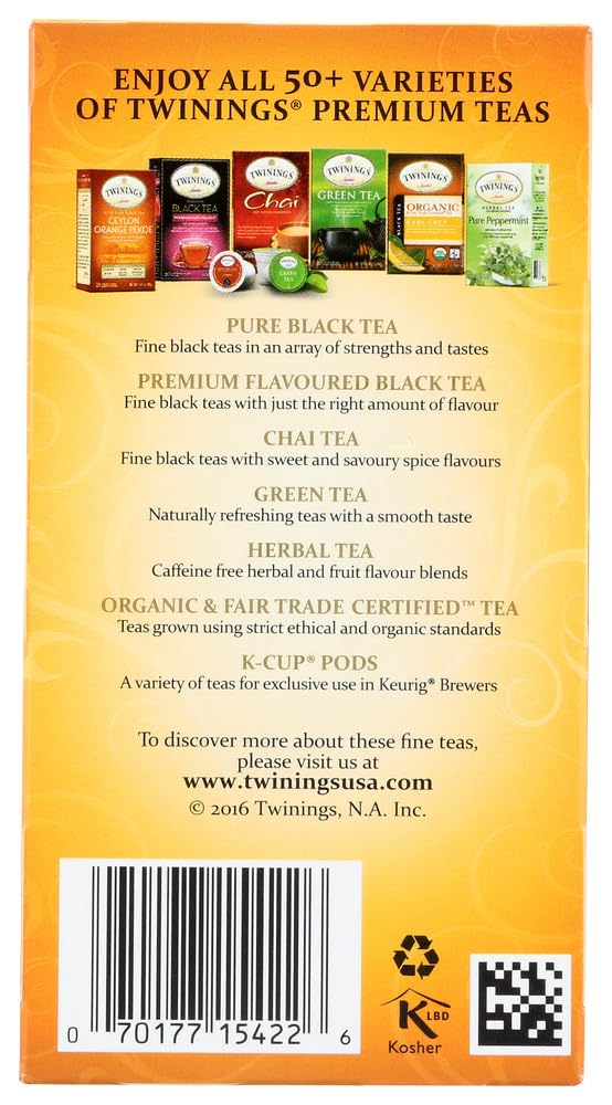 Twinings Earl Grey Black Tea Bags - 20 Count, Premium English Breakfast Tea with Bergamot Flavor - Perfect for Morning Boost, Afternoon Relaxation & Office Break