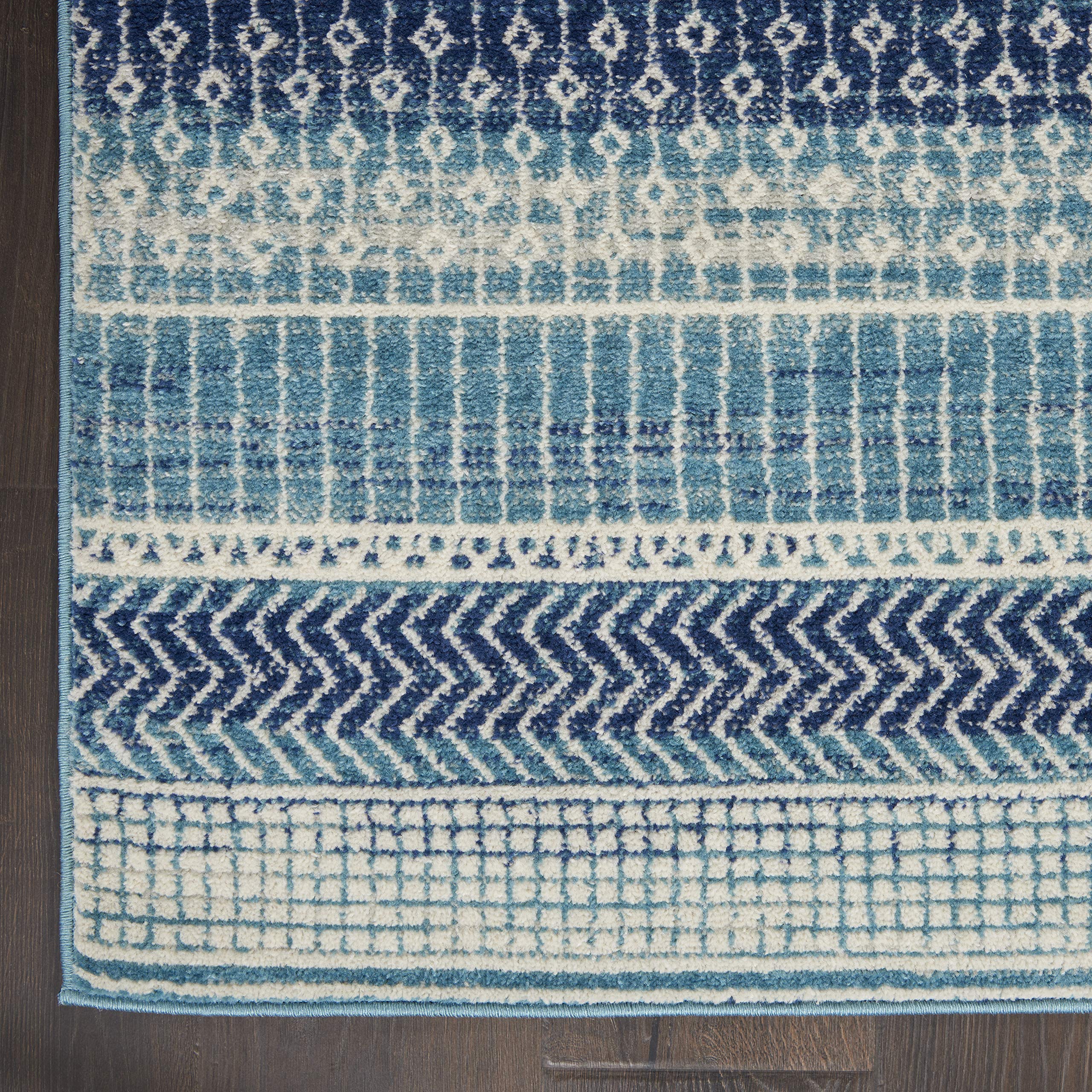 Nourison Passion Bohemian Navy Blue 8' x 10' Area Rug - Easy Clean, Non-Shedding, Stain Resistant | Perfect for Bedroom, Living Room, Dining Room & Kitchen Decor | Soft & Durable for High Traffic Areas