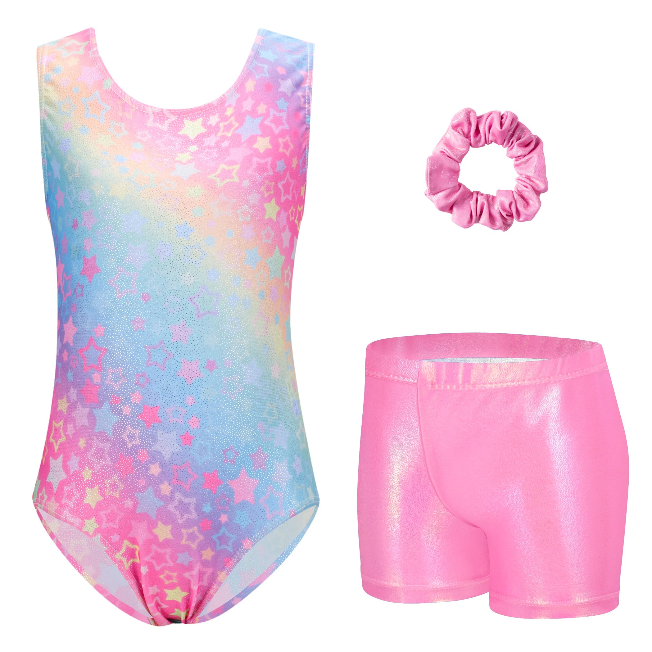 Zaclotre Girls Gymnastics Leotards - Sparkly Sleeveless Dance Unitards & Biketards with Gym Shorts for Ballet, Cheerleading & Performance | Perfect for Competitions, Recitals & Practice