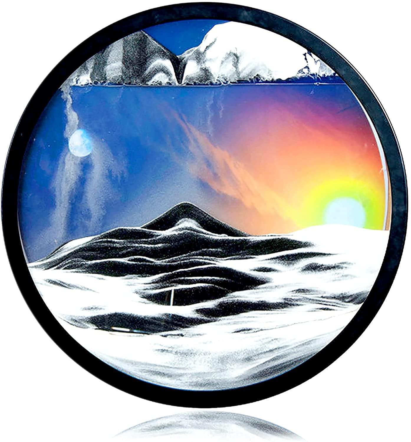 3D Wall Art Hanging Decor - Dynamic Moving Sand Art in Round Glass Frame, Modern Home & Office Wall Decor for Adults & Kids - Perfect for Living Rooms, Bedrooms, and Workspaces