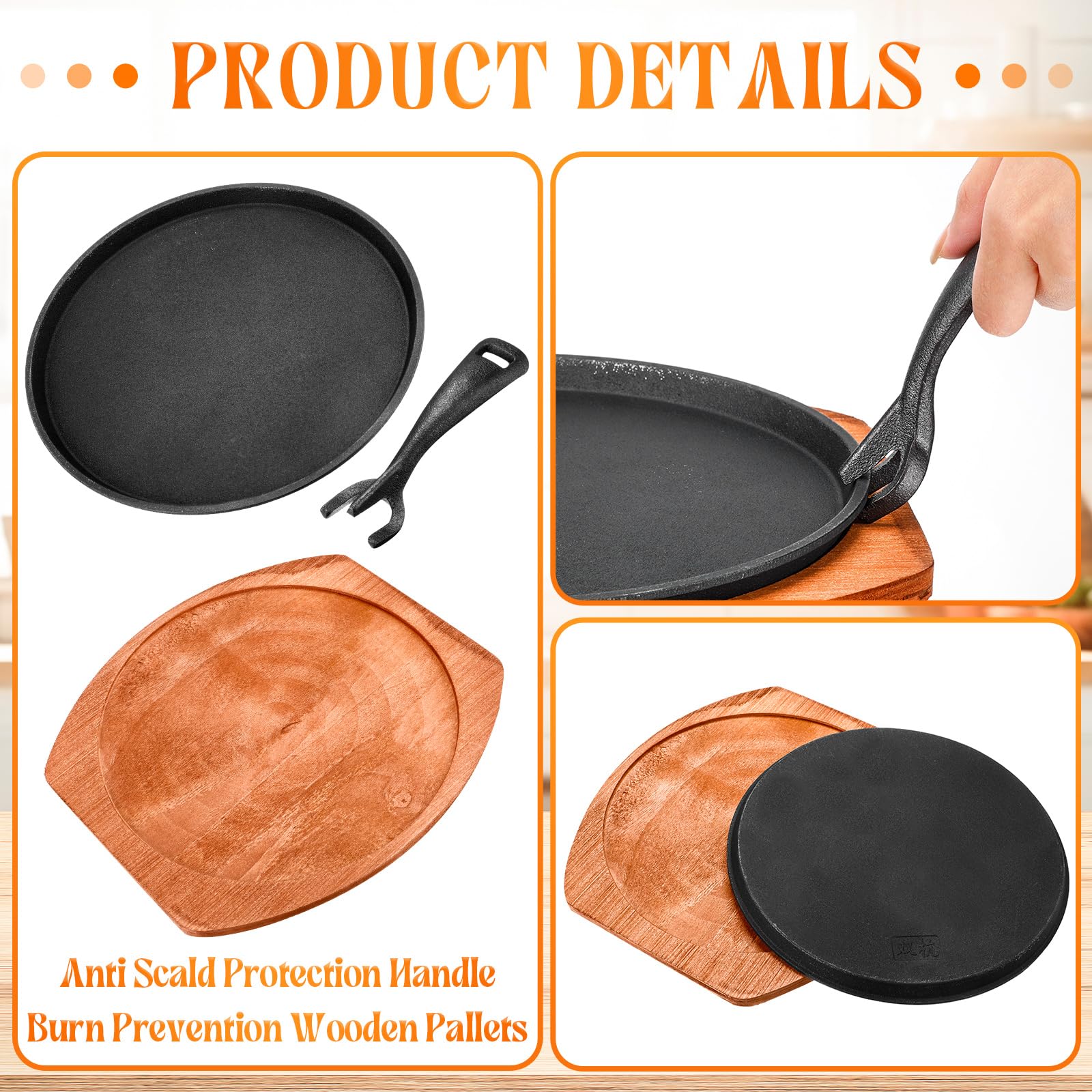 6-Piece Cast Iron Fajita Plate Set - 9.84