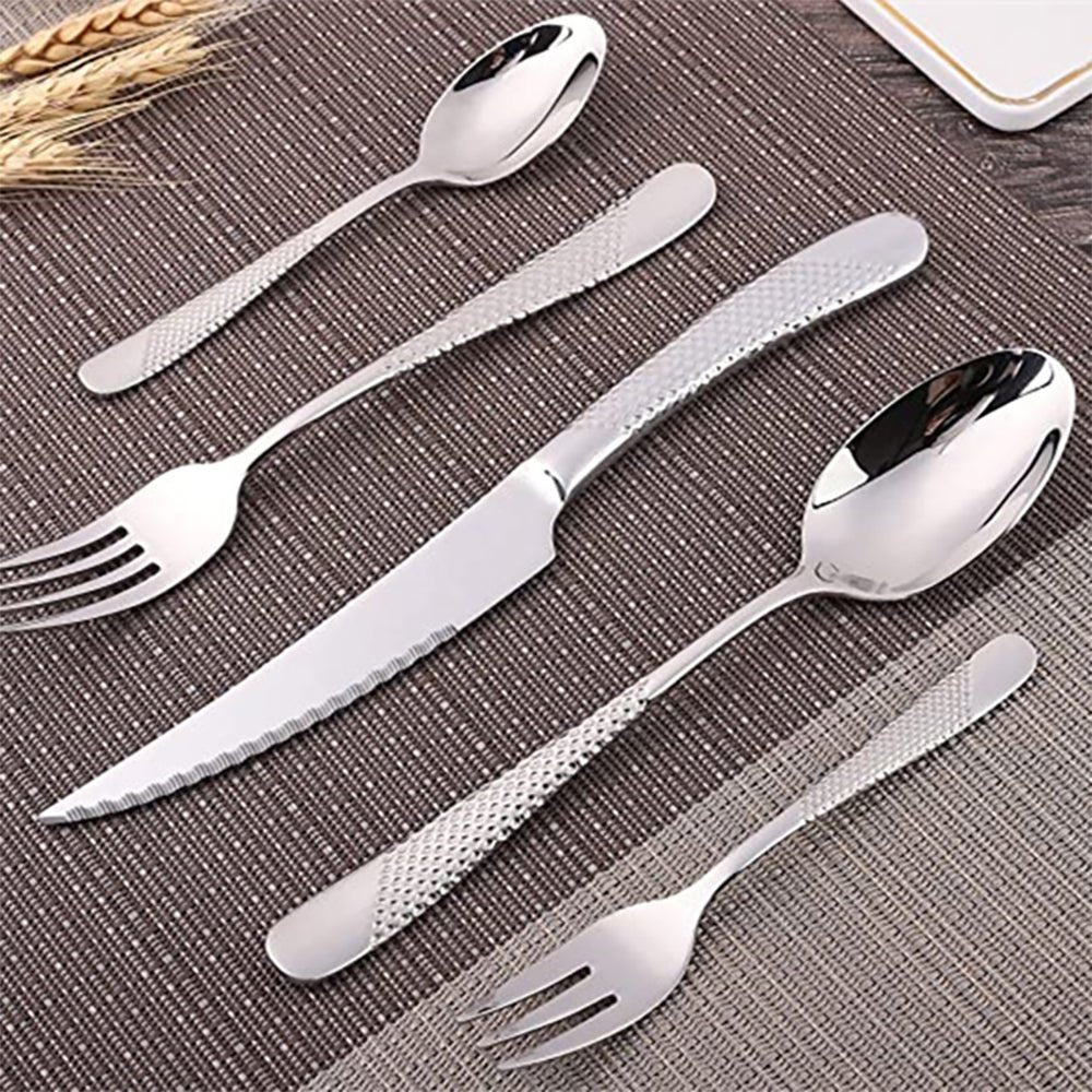 Casa Milano Dropwater Flatware Set - 20-Piece Stainless Steel Silverware Set for Dining, Elegant & Durable - Perfect for Dinner Parties, Restaurants, and Everyday Use