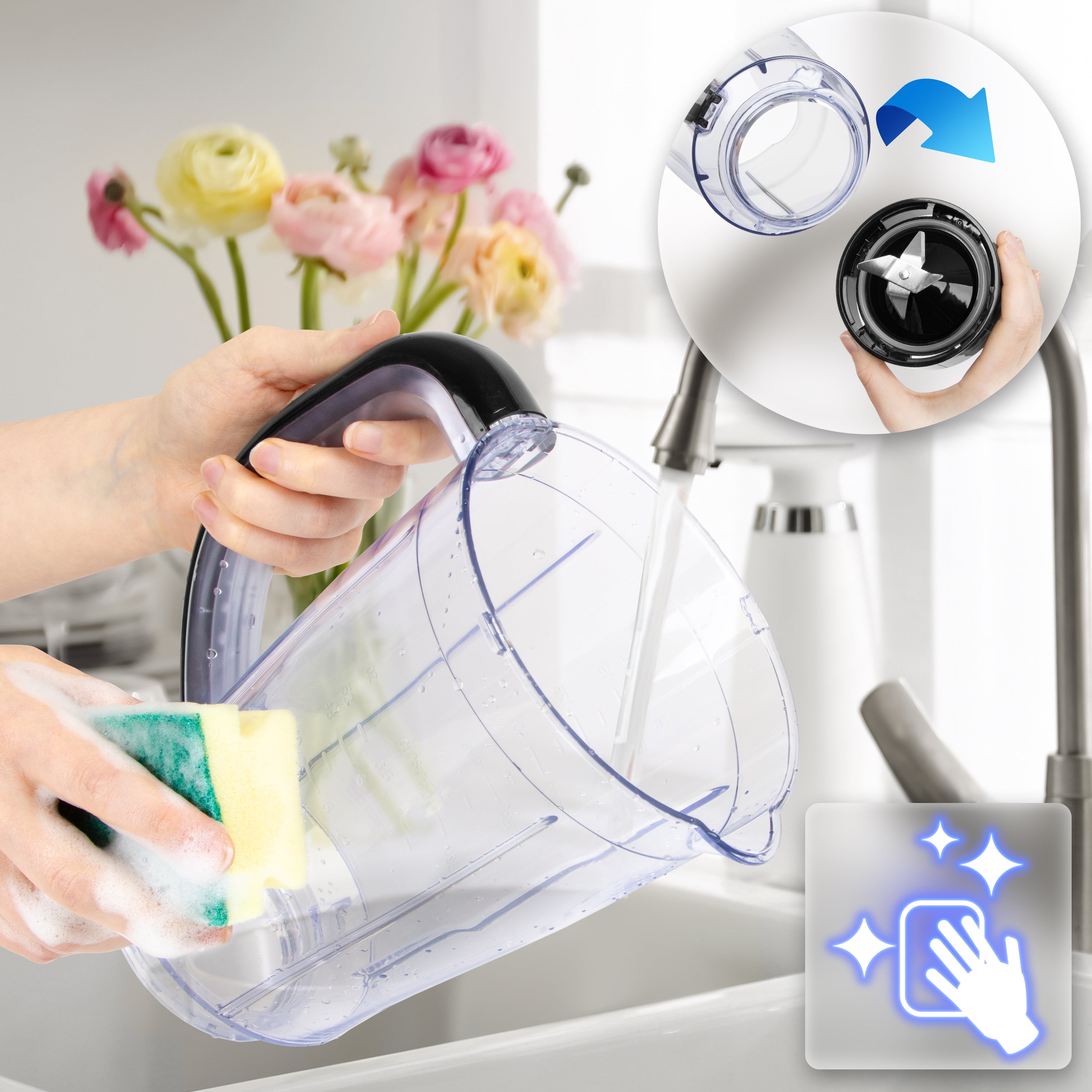 Duronic BL16 500W Electric Blender - 1.5L BPA-Free Jug for Smoothies, Protein Shakes, Ice Slushies, Baby Food & Soups - Removable Blades with Pulse Function - Perfect for Kitchen, Gym & Healthy Lifestyle