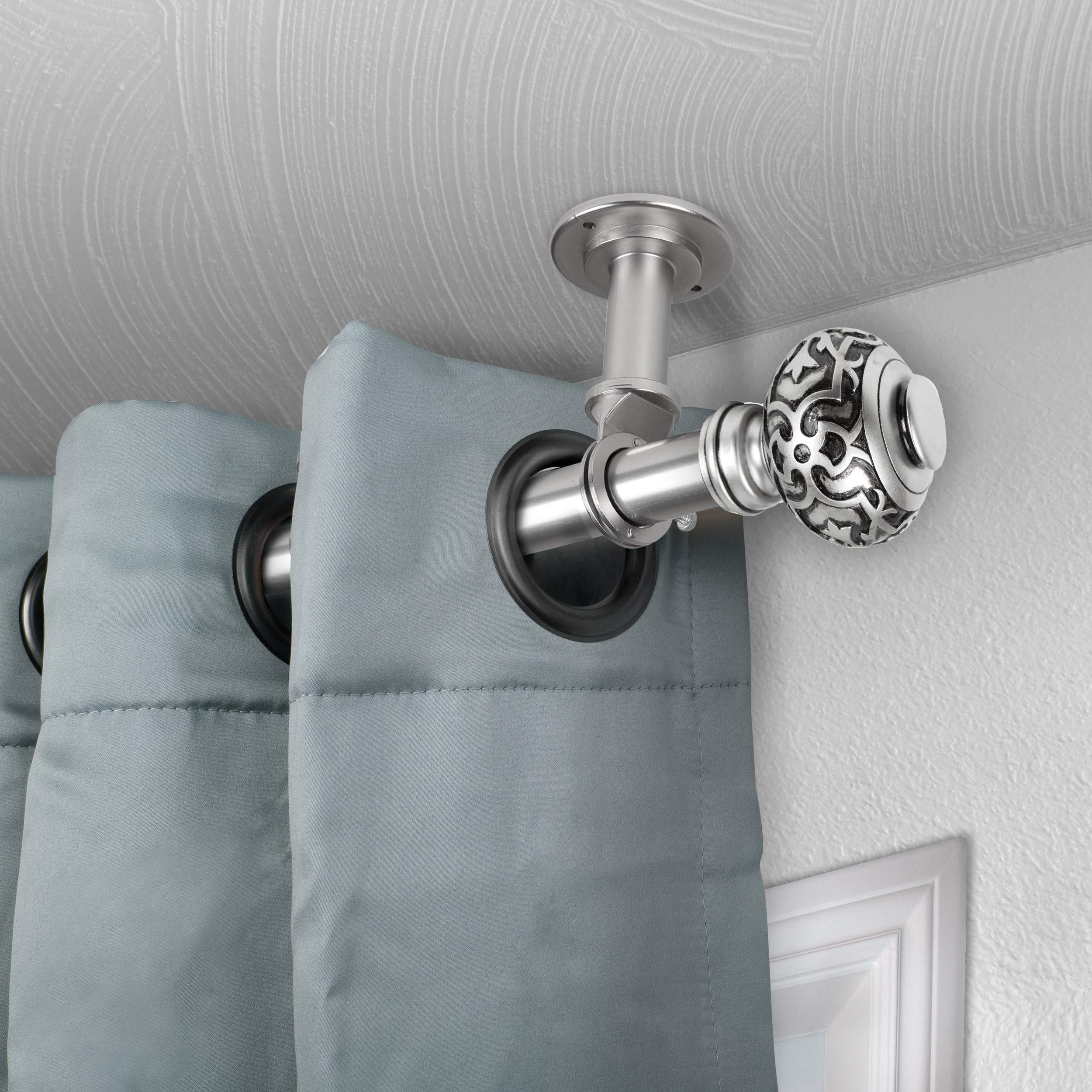 Rod Desyne Maple 1 Inch Adjustable Ceiling Curtain Rod - 66 to 120 Inches Extendable Room Divider in Satin Nickel Finish - Perfect for Home Theater, Bedroom Blackout Curtains and Room Partitioning