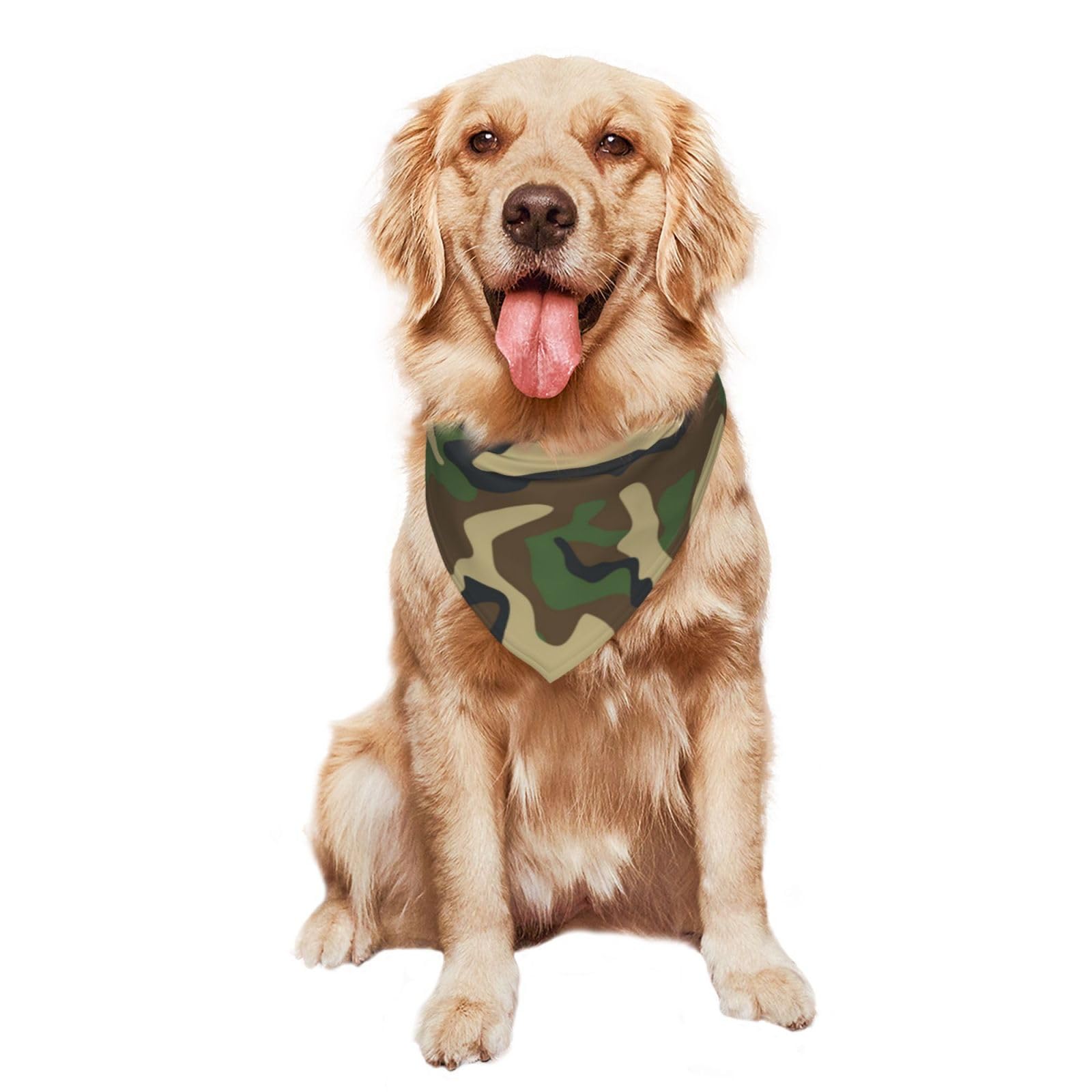 Washable Camouflage Dog Bandana - Adjustable Summer Dog Scarf for Medium & Large Dogs | Army Style Triangle Puppy Bandana Bib Handkerchief | Perfect for Outdoor Adventures, Walks & Pet Photos