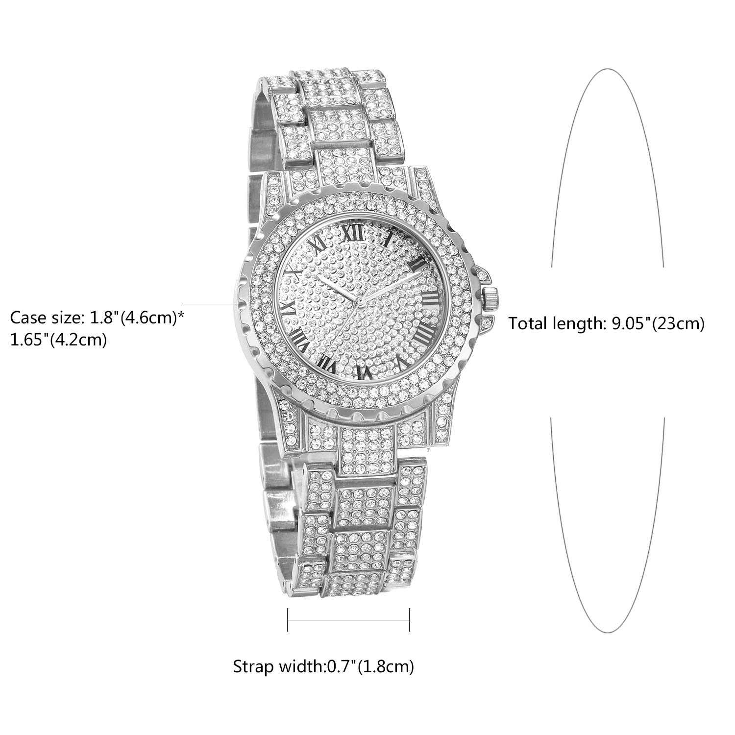 Stylish Rhinestone Round Quartz Watch for Men & Women - Gold Plated Stainless Steel Wristwatch - Perfect for Halloween Parties, Date Nights & Formal Events