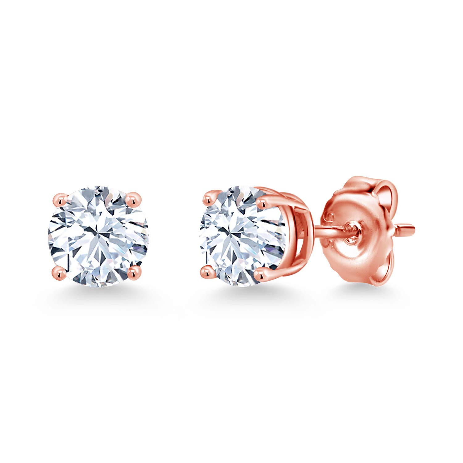 Gem Stone King 18K Rose Gold Plated Sterling Silver 6MM Round Birthstone Stud Earrings for Women & Men | Personalized Jewelry Gift for Birthday, Anniversary & Special Occasions