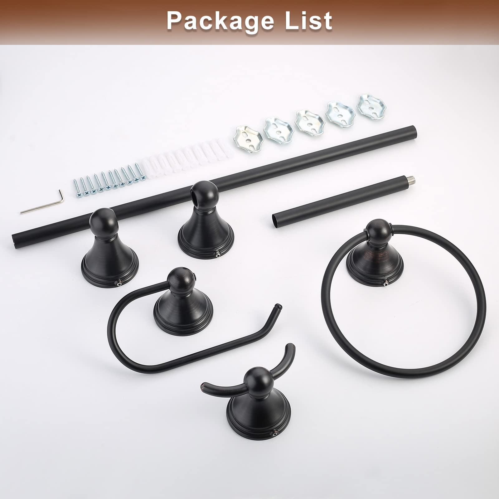 Oil Rubbed Bronze Bathroom Hardware Set - 4 Piece Towel Rack & Bar Holder for Bathroom (18 or 24 Inch) - Rustic Bath Accessories for Modern Homes, Perfect for Guest Bathrooms & Master Suites