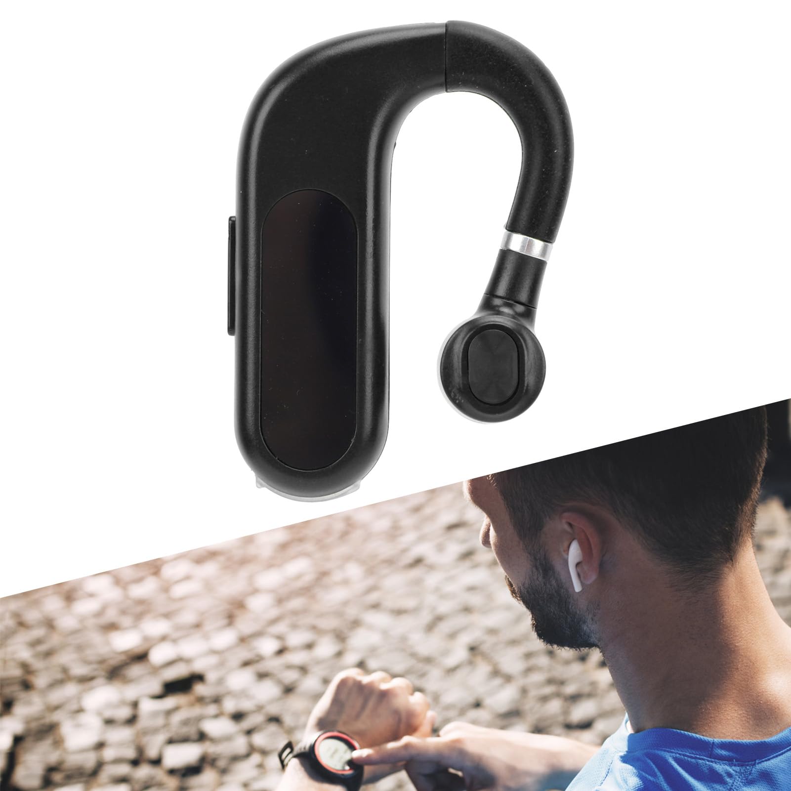 Single Bluetooth Earbud - Wireless BT 5.2 Headset with Digital Display | Rotatable Comfortable Earphone with Clear Sound for Smartphones (V13 Black) | Perfect for Workouts, Commuting & Hands-Free Calls