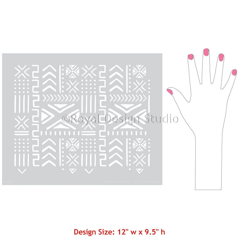 Authentic Mali Mudcloth Stencil for Furniture - DIY Home Decor, Upholstery & Woodworking Projects | African-Inspired Design for Pillows, Walls & More