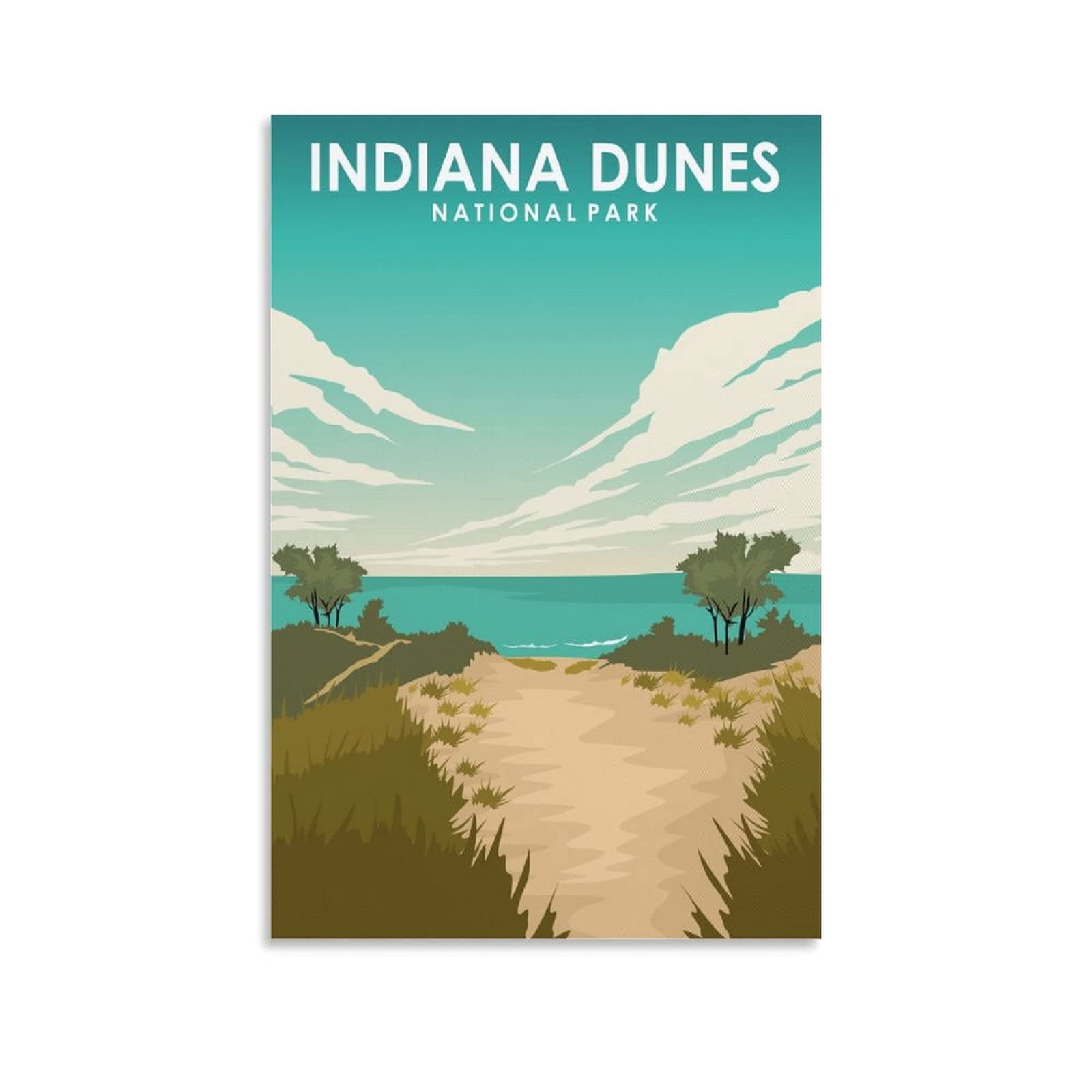 Indiana Vintage Indiana Dunes National Park Travel Poster - Beach Woods Wall Art Print, Canvas Painting for Living Room, Office, Bedroom Decor | Perfect Gift for Nature Lovers & Home Decoration