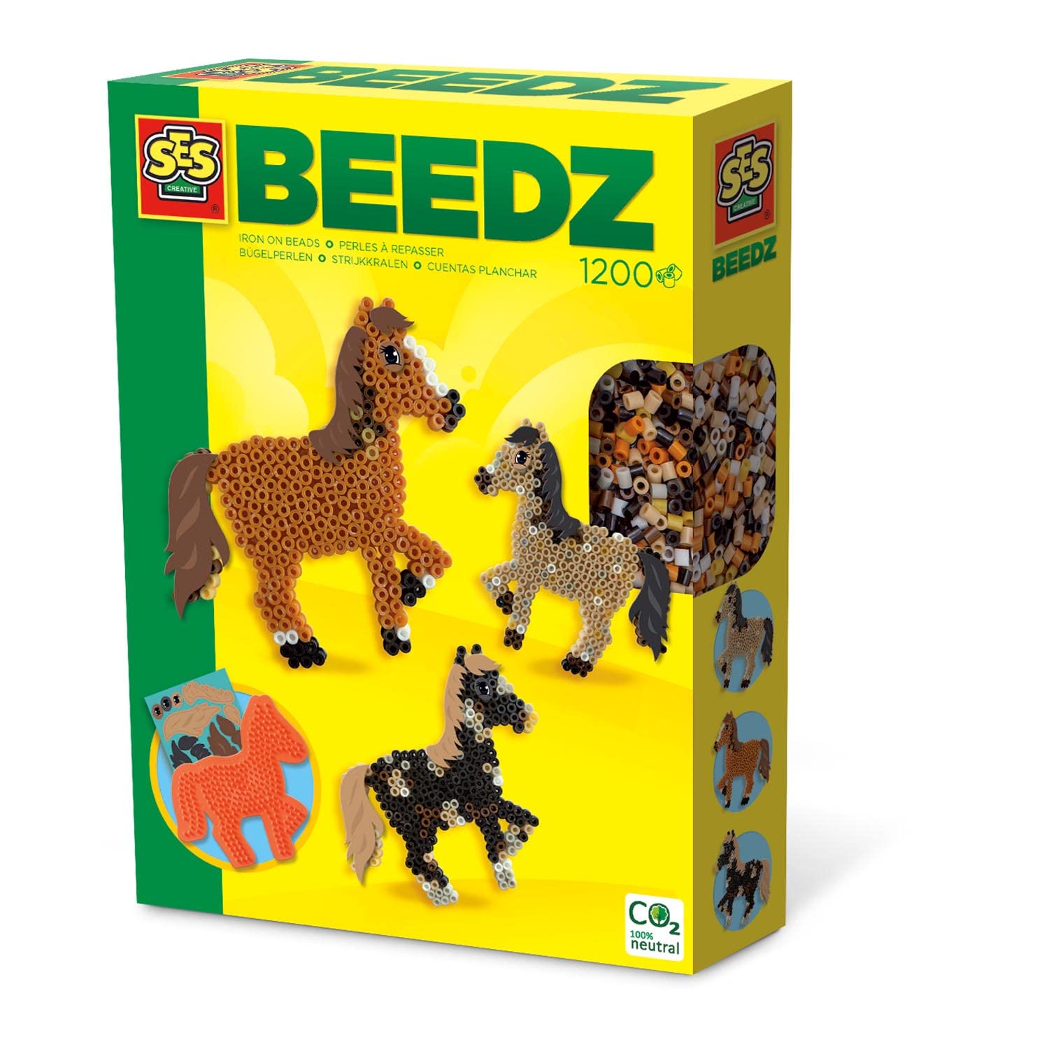 SES Creative 06214 Iron on Beads - Horse Shape, 1000+ Colorful Perler Beads for Kids Arts and Crafts, DIY Fuse Bead Kit for Jewelry Making and Home Decor - Perfect for Birthday Parties & Classroom Activities
