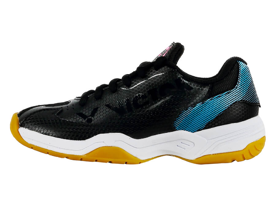 Victor A362IIJR CM Junior Court Shoes for Badminton & Volleyball - Lightweight & Durable Indoor Sports Shoes for Kids [Black/Aquarius] - Perfect for School PE Classes & Youth Tournaments