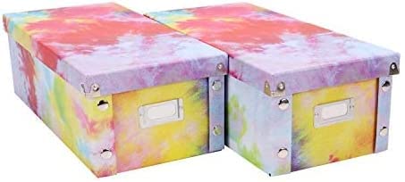 2 Pack DVD Storage Box - Portable Media Organizer for Drawer, Rack, Shelf & Cabinet | Home, Office & Garage Use | Perfect for Movies, Video Games & Audio Collections (Tie-Dye Pattern)
