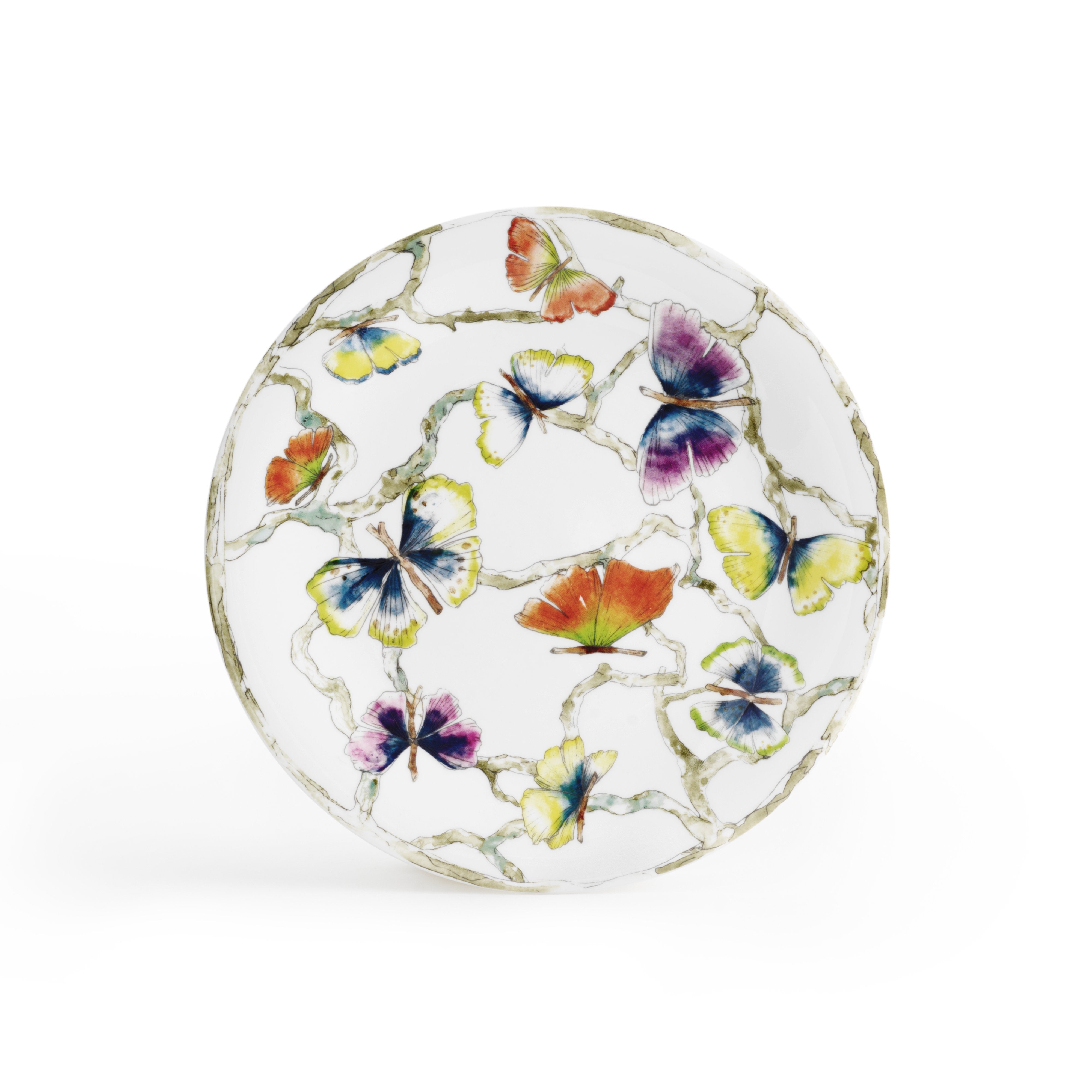 Butterfly Ginkgo Pattern Ceramic Dinnerware Set - Elegant Plates, Bowls & Mugs for Home Dining, Party Serving & Gift Giving