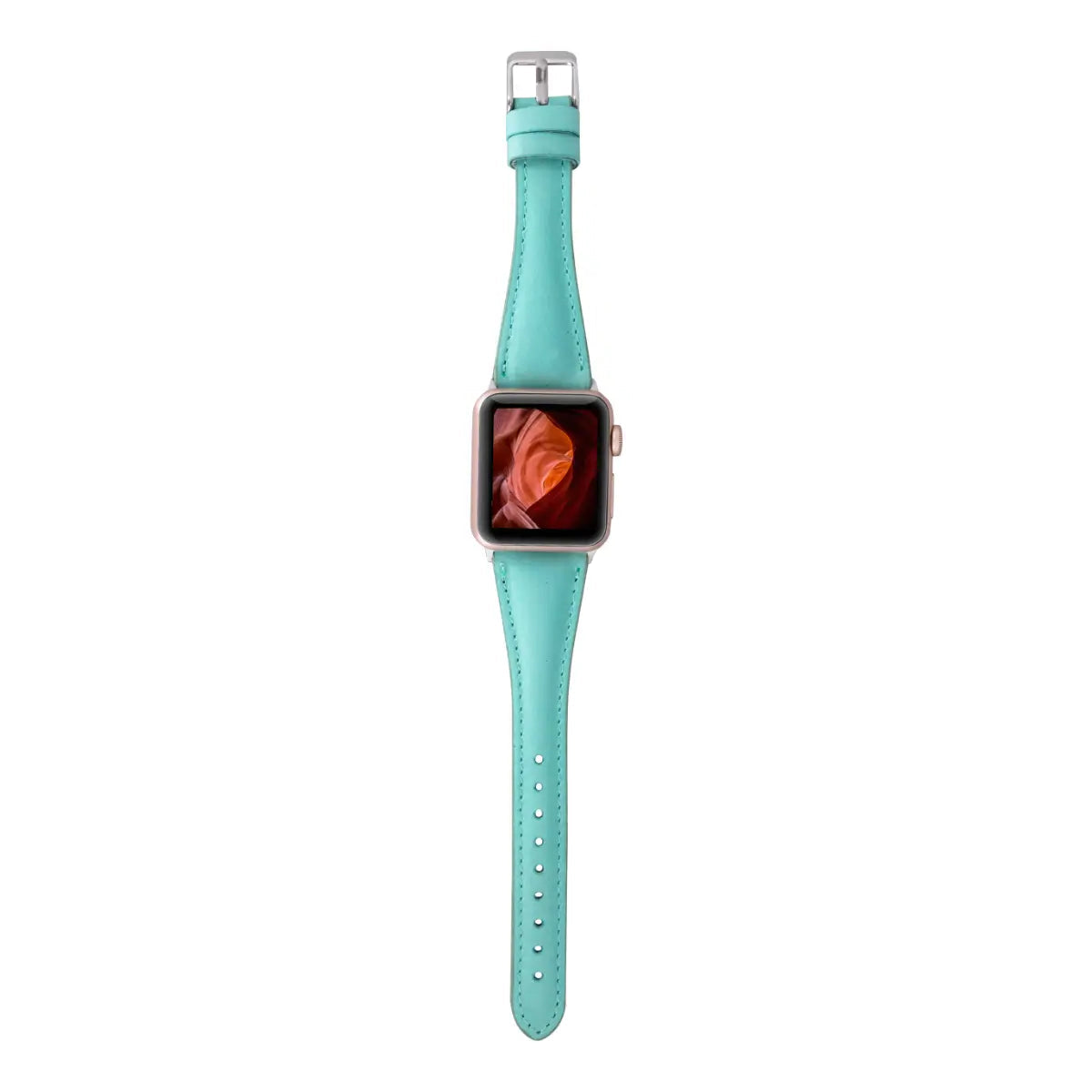 Premium Mint Blue Genuine Leather Slim Apple Watch Band - Stylish & Comfortable for Workouts, Office & Everyday Wear