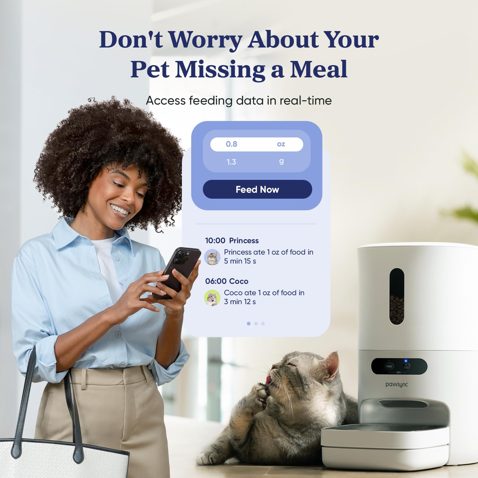 Smart WiFi Automatic Cat Feeder with App Control - 3.6L Timed Pet Food Dispenser for Cats & Dogs, 10 Meals Daily, Stainless Steel Bowl & Dual Power - Perfect for Travel & Busy Pet Owners