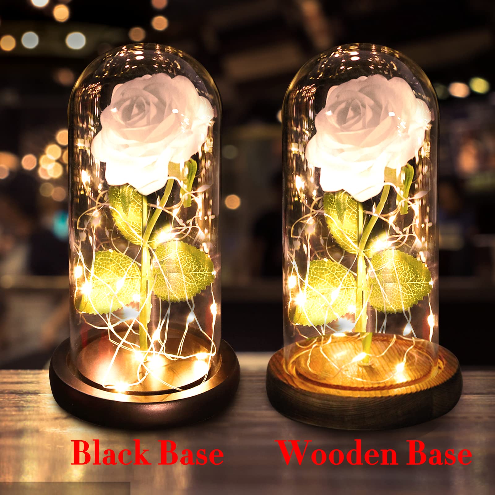 Custom Photo Rose Light - Personalized LED Rose in Glass Dome with Picture Text, Eternal Flower Lamp for Mother's Day, Valentine's, Anniversary & Birthday Gifts | Romantic Home Decor, Bedroom Night Light, Wedding Centerpiece
