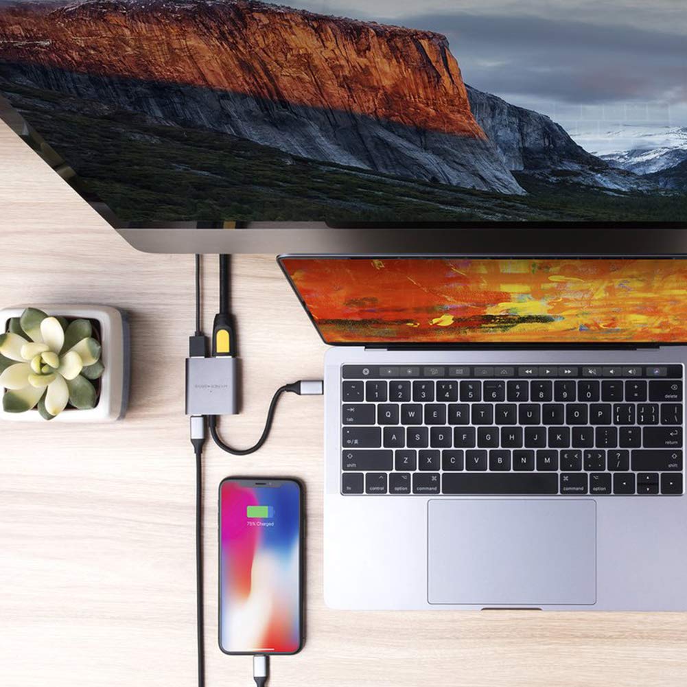 HyperDrive USB C to HDMI Adapter 3-in-1 - 4K HDMI Converter with USB-C Power Delivery & USB 3.1 Port - Aluminum Multiport Hub for MacBook, Ultrabook, Chromebook, PC - Perfect for Home Office, Online Classes & Business Presentations