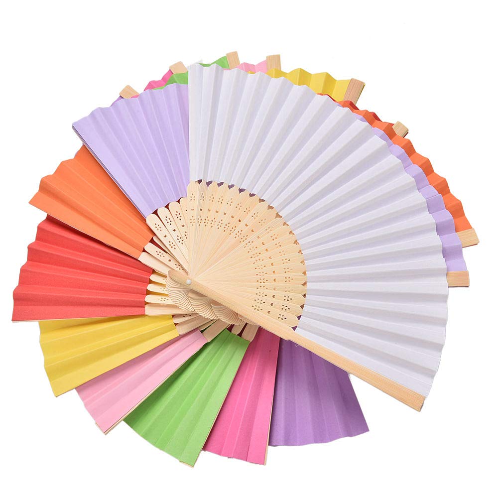 2 Pack Handmade Bamboo Folding Fans - Traditional Handheld Paper Fan for Wedding, Party Favors, Home & Office Decor - DIY Craft Gift (Lavender) | Perfect for Summer Cooling, Bridal Shower, Cultural Events & Asian-Themed Decorations