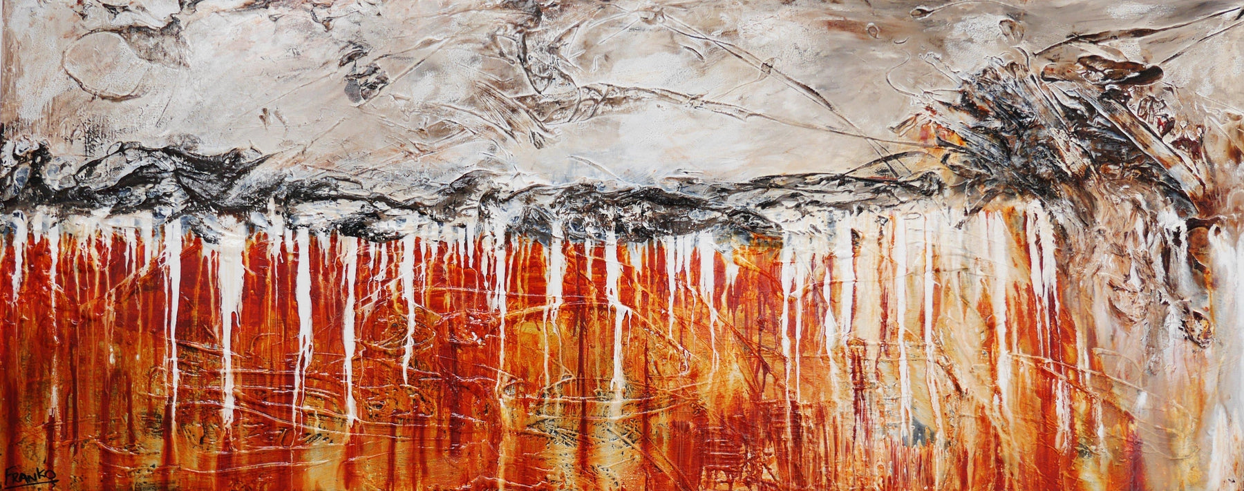 Simply Rusted 200cm x 80cm Rust White Abstract Canvas Art - Modern Wall Decor for Living Room, Bedroom & Office