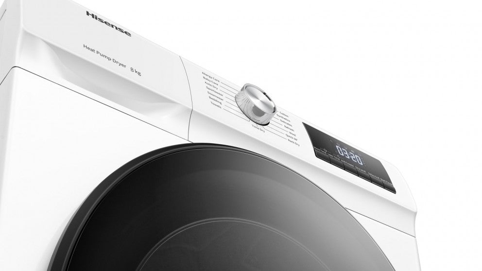 Hisense 8kg Heat Pump Dryer HDFY80H - Energy Efficient, Quiet & Fast Drying for Home Laundry - Perfect for Apartments, Small Families & Eco-Friendly Living