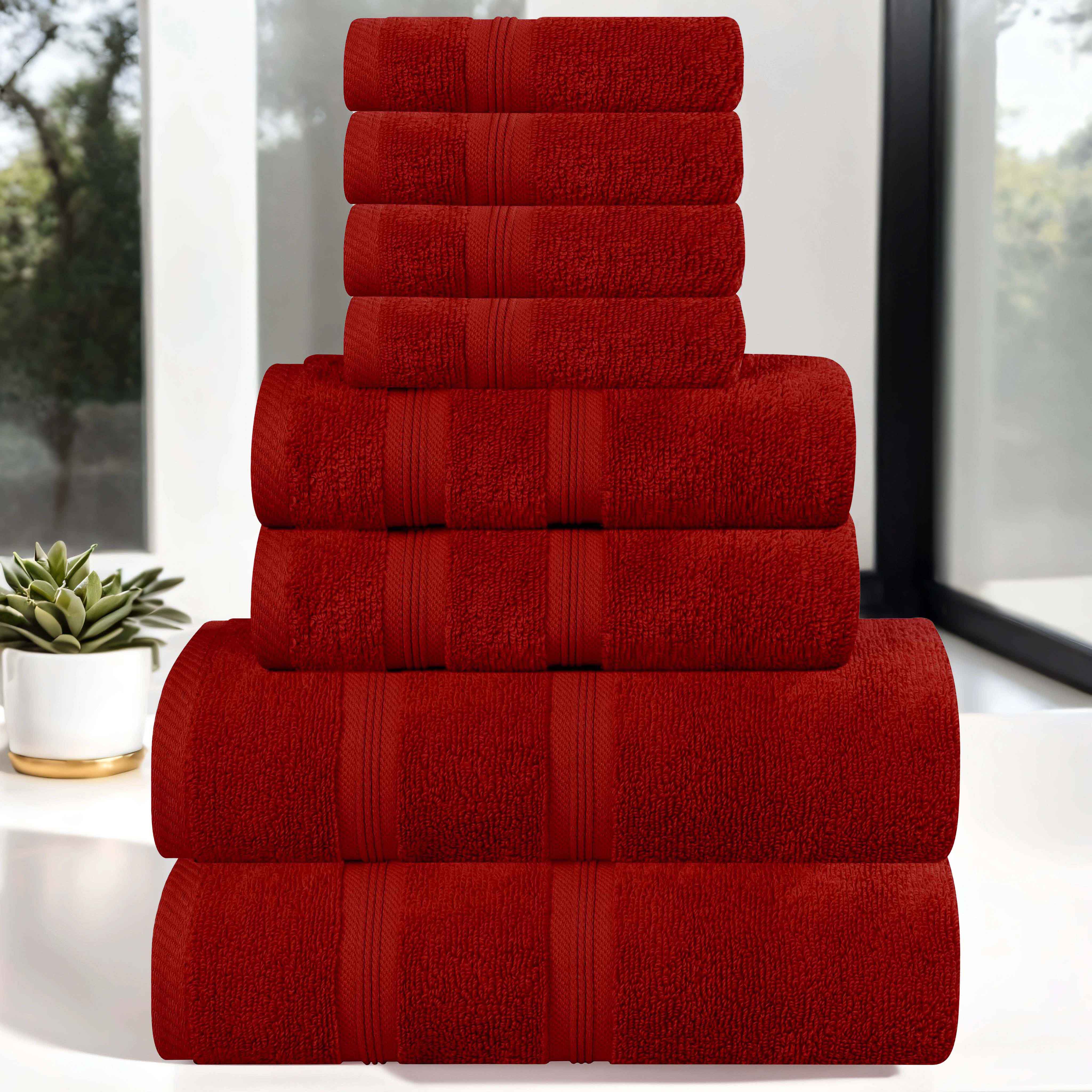 Smart Dry Zero Twist Cotton 8-Piece Towel Set - Ultra Soft & Absorbent Bath Towels for Spa, Gym & Luxury Home Use