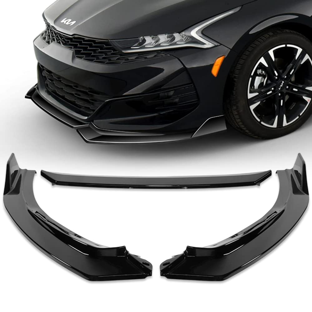 Q1-TECH 9-Piece Front Bumper Lip & Side Skirt Extensions Diffuser for 2021-2024 Kia K5 GT-Line - ABS Black Front Lip Spoiler & Chin Splitter | Car Body Kit Upgrade for Sporty Look & Aerodynamics