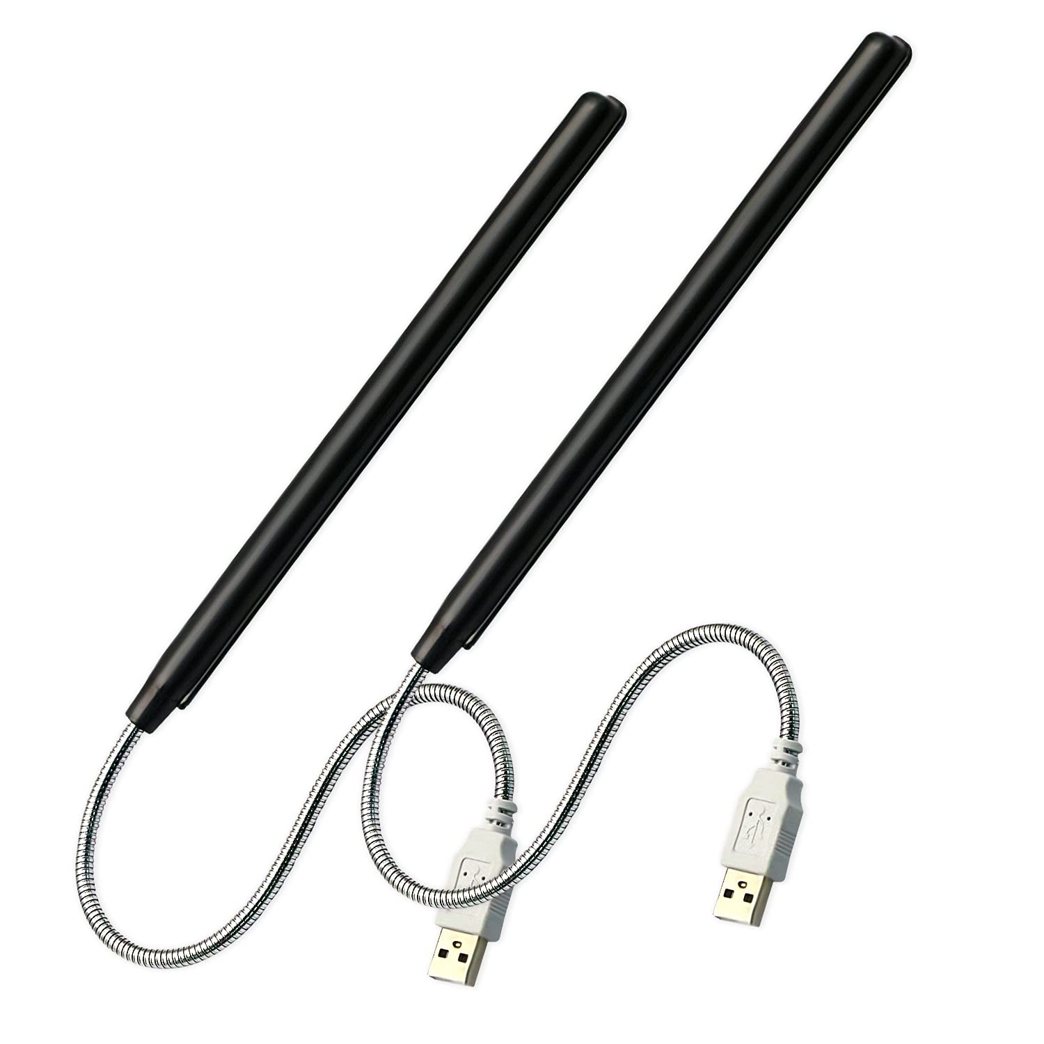V TELESKY 2-Pack USB LED Gooseneck Lamp - 10 Flexible Light Beads for Laptop, Desktop, PC & Mac Keyboard Lighting - Perfect for Gaming, Office Work & Low-Light Typing (Black)
