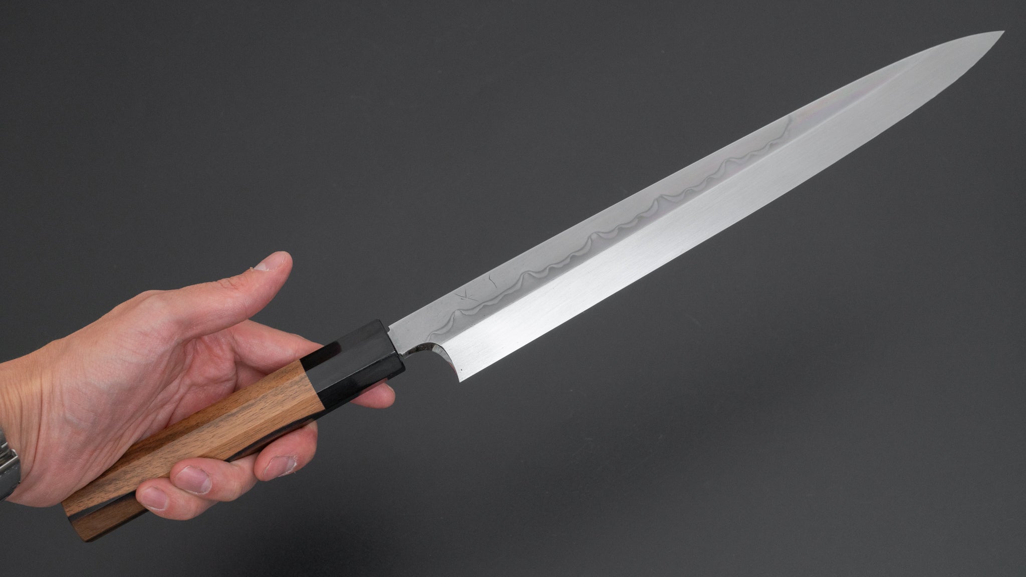 Hitohira Togashi White #1 Sanbonsugi Mizu Honyaki Yanagiba 300mm Japanese Sushi Knife - Kurokaki Persimmon Handle with Saya - Perfect for Sushi Chefs & Japanese Cuisine Lovers