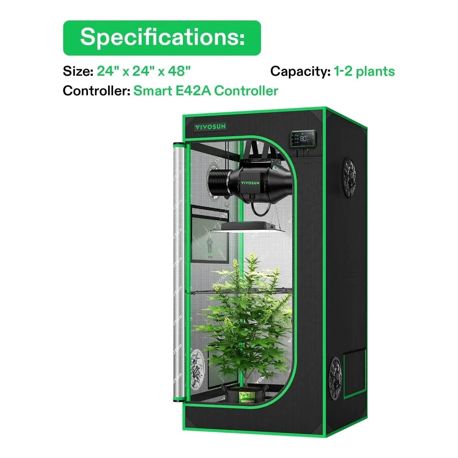Vivosun Smart Grow Tent Kit for Indoor Plants | 2' x 2' Hydroponic System with LED Grow Light - Perfect for Home Gardening, Seed Starting & Herb Cultivation