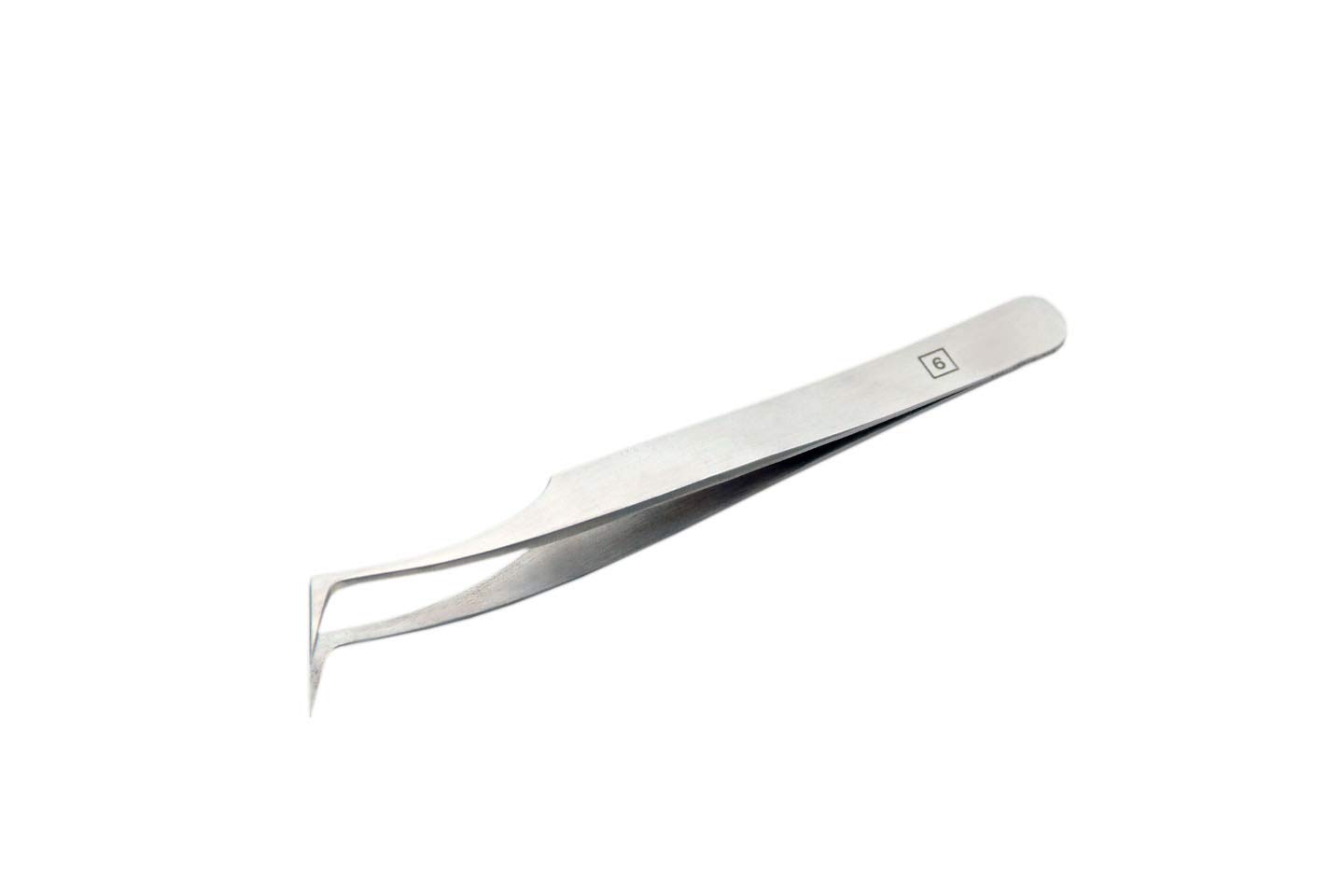 #6 Bent Angle Point Tweezers - Precision Stainless Steel Tweezers for Electronics, Jewelry & Crafts - Ideal for Watch Repair, Model Building & DIY Projects