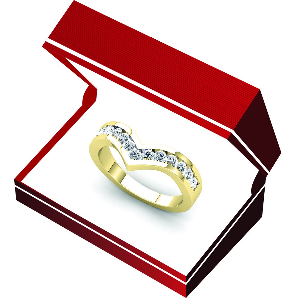 Dazzlingrock 14K Solid Gold Round White Diamond Chevron Stackable Band for Her - Perfect Anniversary Gift for Women