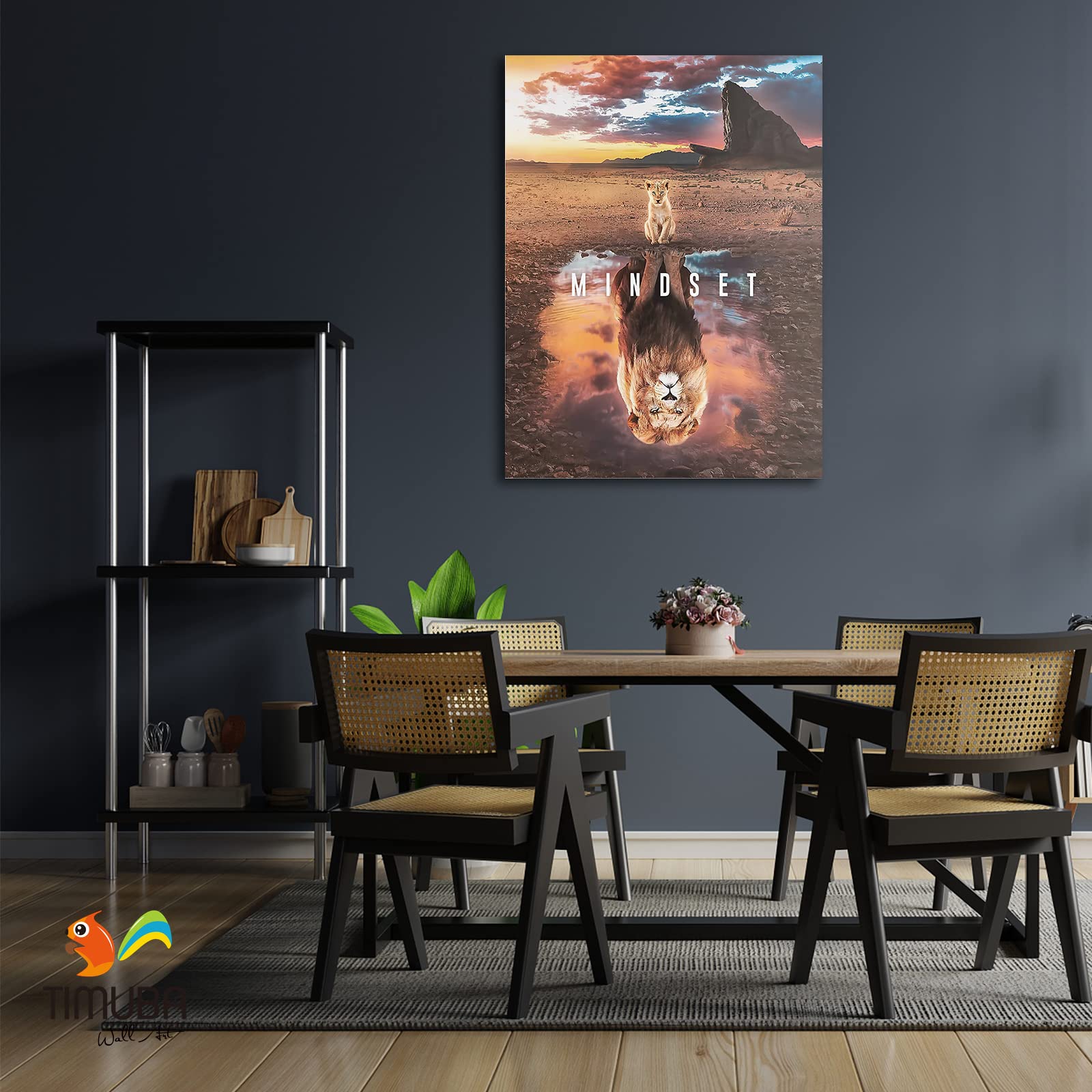 Inspirational Wall Art with Motivational Quotes - Lion Canvas Framed Artwork for Home & Office Decor (32x48 Inches) - Perfect for Living Room, Bedroom, or Workspace Motivation