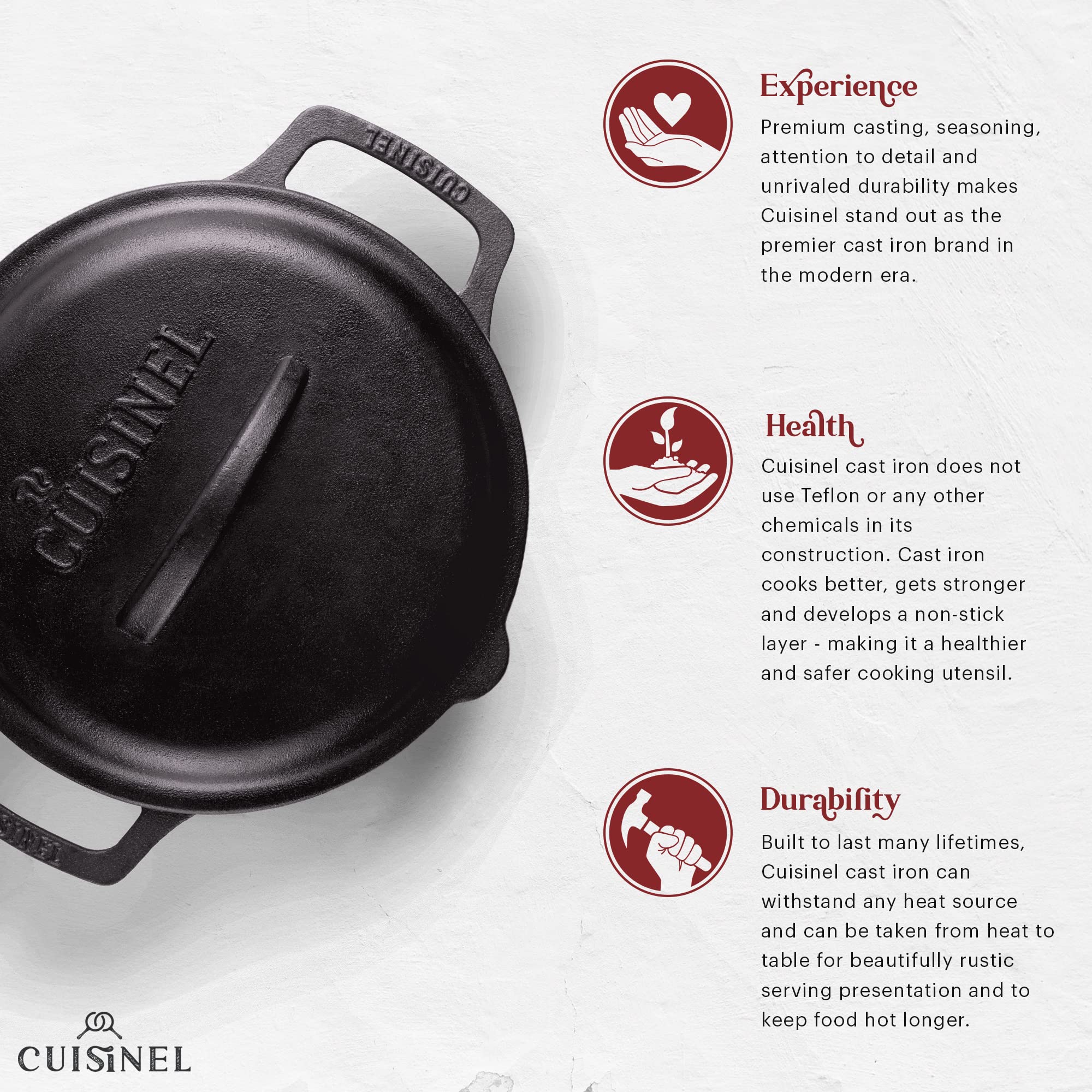 Premium Cast Iron Skillet Set with Lid - 8