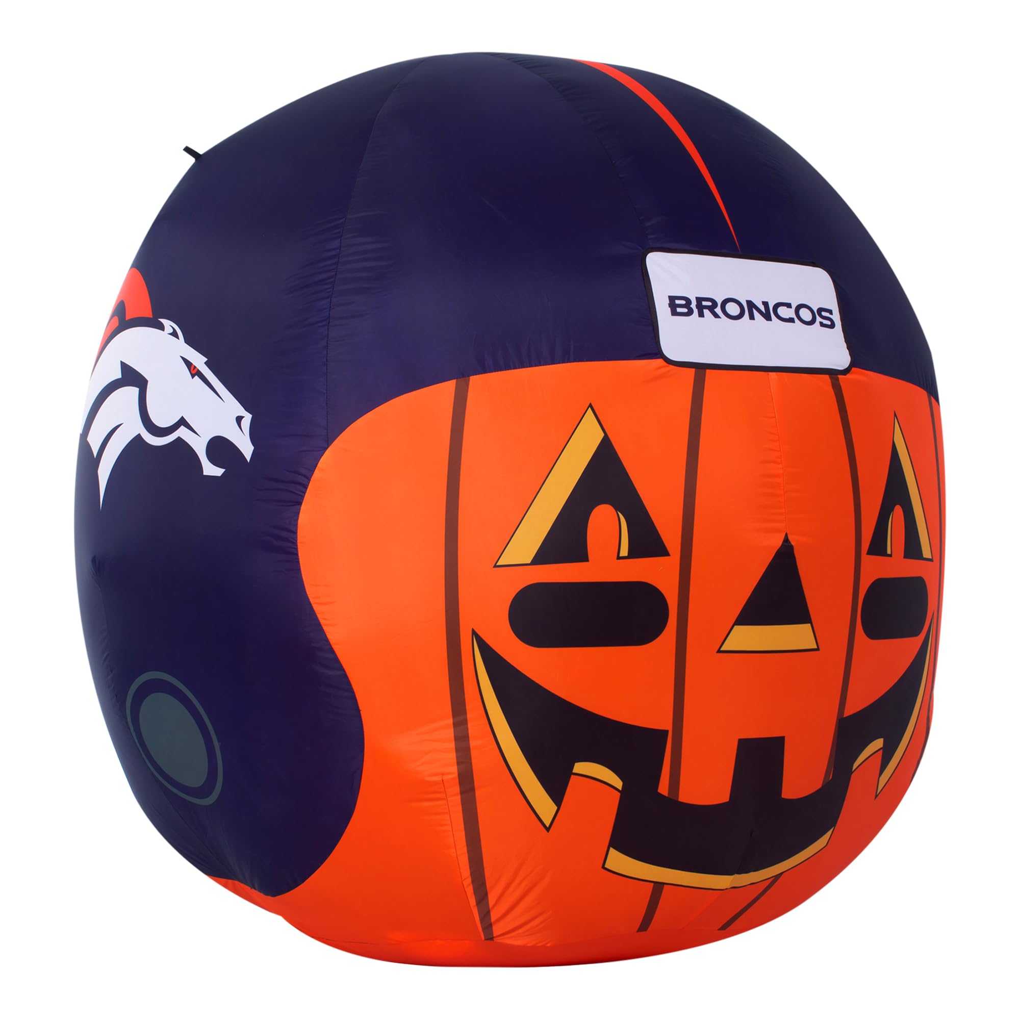 NFL Denver Broncos 4ft LED Light-Up Inflatable Jack-O’-Helmet with Built-in Blower - Halloween Yard Decoration for Lawn, Front Yard, Backyard & Football Party Decor