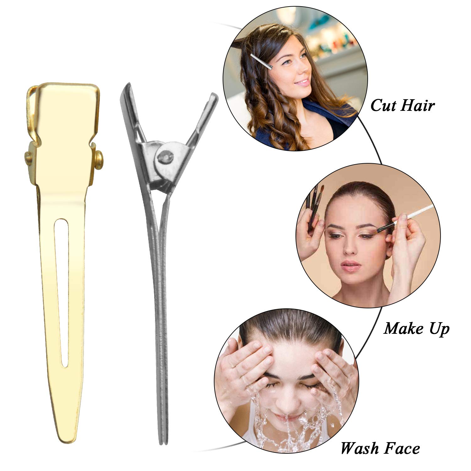 Jdesun 100pcs 1.77 Inches Single Prong Curl Clips - Metal Alligator Hair Clips for Hair Extensions & Styling (2 Colors) - Perfect for Salon, DIY Hair Care & Cosplay