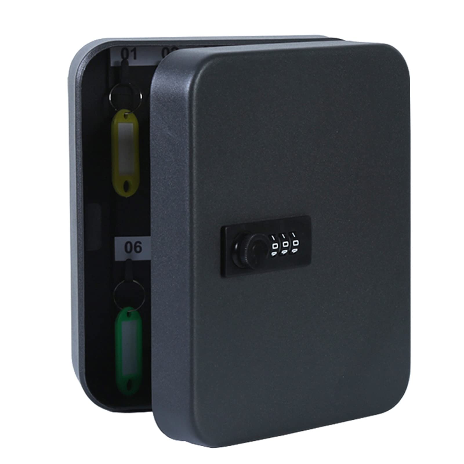 Heavy Duty Wall Mount Key Storage Box with Combination Lock - Secure Cabinet for Keys, Great for School, Realtors & Office Use - Multiple Sizes Available (105 Keys Capacity, Black) - Ideal for Property Management, Hotels & Home Organization