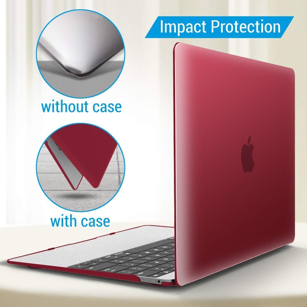 IBENZER Hard Shell Case for MacBook 12 Inch (Model A1534) - Compatible with 2015-2020 Retina Display MacBook 12'' - Marsala Red Protective Cover | Perfect for Travel, Office & School Use
