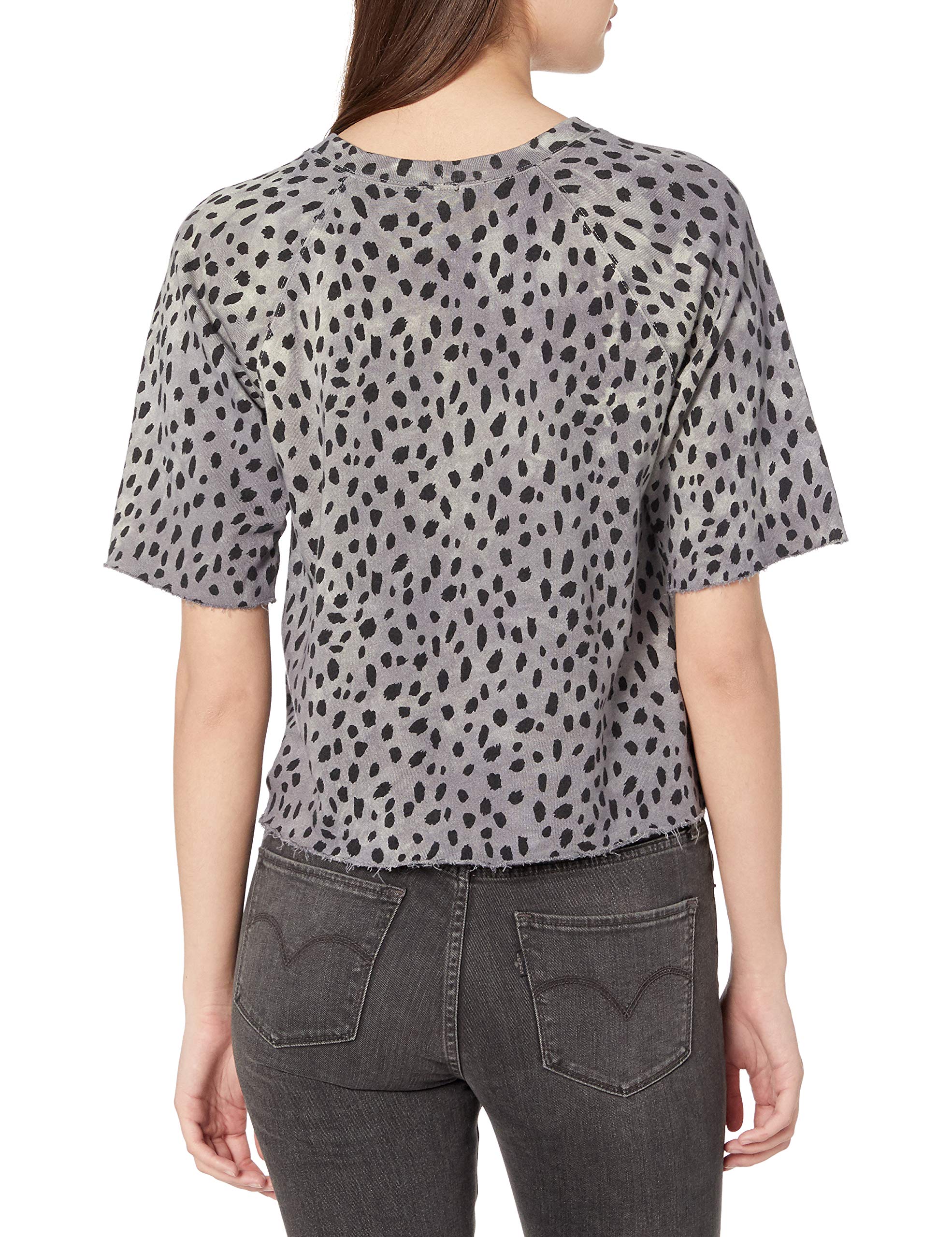 Monrow Women's Cheetah Print Cut Off Sweatshirt | Cozy Fleece Pullover | Casual Streetwear for Women | Perfect for Fall & Winter Outfits