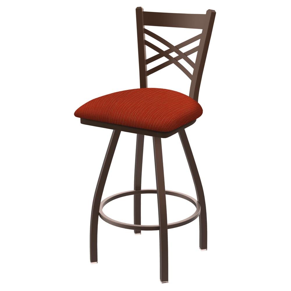 Holland Bar Stool Co. XL 820 Catalina Swivel Bar Stool with Graph Poppy Upholstery - Adjustable Height Counter Stool for Kitchen Island, Bar, or Dining Room