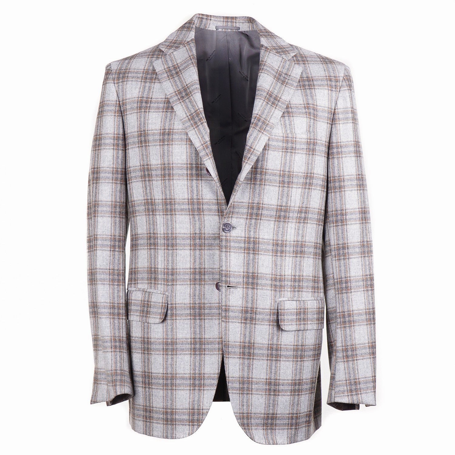 Kiton Men's Layered Check Cashmere Sport Coat - Premium Wool Blend Blazer for Business & Formal Events