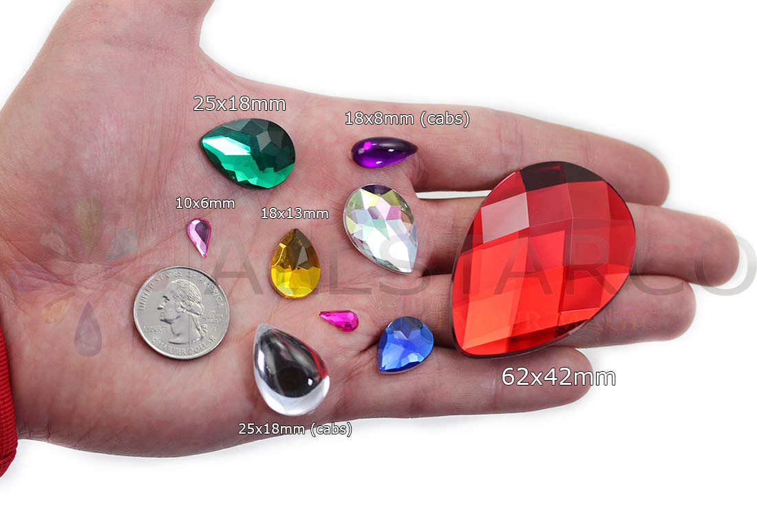 Allstarco 18x13mm Flat Back Teardrop Acrylic Rhinestones - 30pcs Crystal Clear Plastic Gems for Jewelry Making, Costume Accessories, Cosplay, Card Making, Scrapbooking & DIY Crafts - Perfect for Bridal, Nail Art & Home Decor