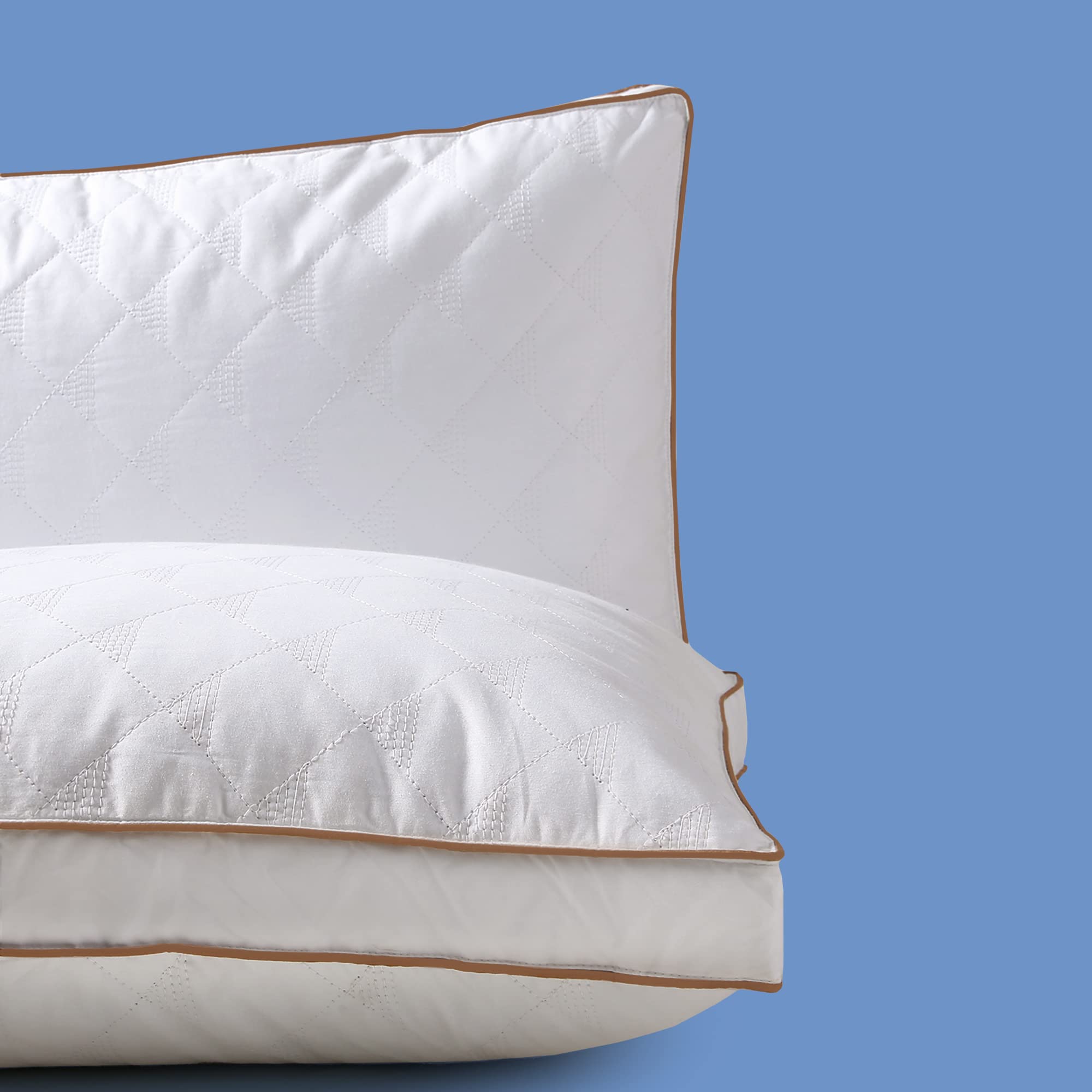 Premium Deodar Goose Feather & Down Pillows - 2 Pack Luxury Gusseted Bed Pillows with 100% Cotton Cover for Stomach & Back Sleepers - Standard/Queen Size for Ultimate Comfort in Bedroom, Hotel, or Guest Room